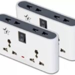 Flipkart Smartbuy 4+1 Multiplug Extension Board|Universal Sockets And 1 Switches (White_Pack Of 2) 6 A Three Pin Socket