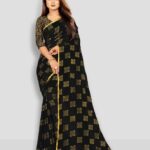 Rhey Printed Bollywood Chiffon Saree(Black)