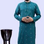 Tibra Collection Men Woven Design Straight Kurta(Dark Green)