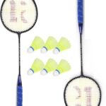 Knk Single Shaft Racket Pack Of 2 Piece With 6 Piece Plastic Shuttle Badminton Kit