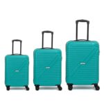 Emblem Gypsy Set Of 3 Hard Case Trolley Bags For Travel (Cabin, Medium & Large) | 360-Degree 8 Wheels, Lock System & Security Zipper | Durable Luggage Trolley & Cabin Trolley Bags(Teal)