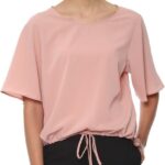 Van Heusen Casual Short Sleeve Solid Women Orange Top