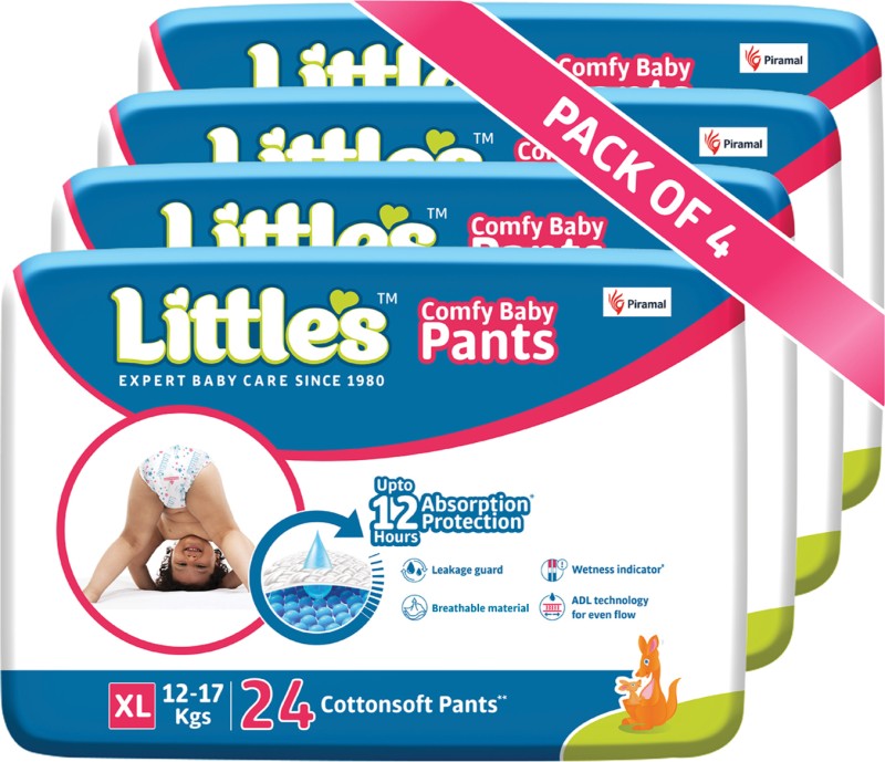 Little’S Comfy Baby Pants Diapers With Wetness Indicator And 12 Hours Absorption | Monthly Pack | Extra Large – Xl(96 Pieces)