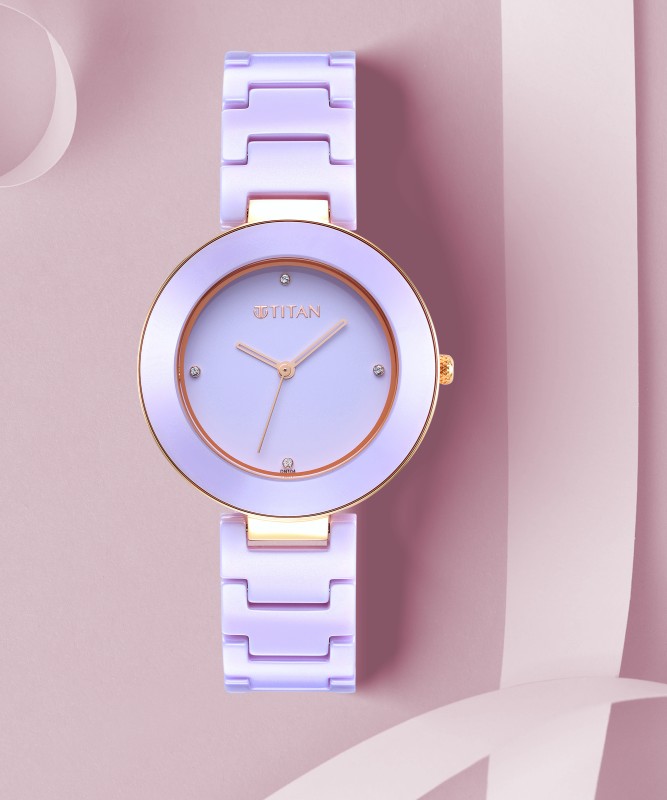 Titan Purple Ceramic Purple Ceramic Analog Watch  – For Women