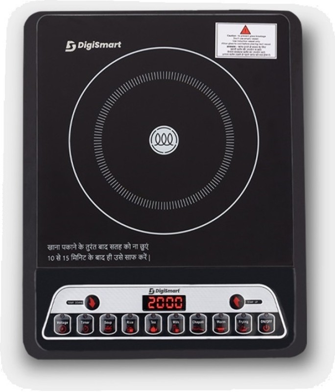 Digismart 2000 W Induction Cooktop Push Button(Black, Induction Cooktop Indian Menu Option Automatic Power & Temperature Adjustment)