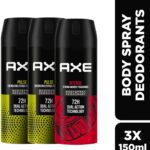 Axe Intense (Pack Of 1) + Pulse (Pack Of 2) Body Spray  –  For Men(450 Ml, Pack Of 3)