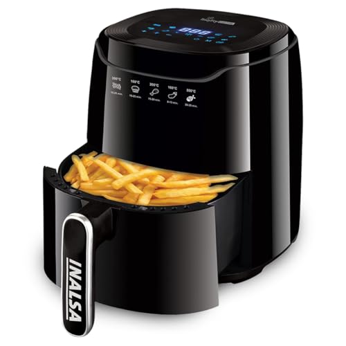 Inalsa Air Fryer 4.2 Ltr|1400 W With Air Crisp Technology|Temperature & Timer Control|8 Preset Menu & Digital Display|Air Fry, Bake,Roast,Reheat,Dehydrate|Airfryer Recipe Book(Tasty Fry Digital)