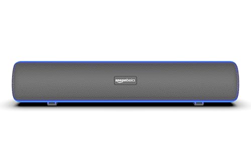 Amazon Basics Sb25L 25W Bluetooth Soundbar With 4000 Mah Battery | 2X Bass | Up To 7 Hrs Of Playback | Blue Led Lights | Bluetooth 5.3, Aux & Usb Connectivity (Grey)