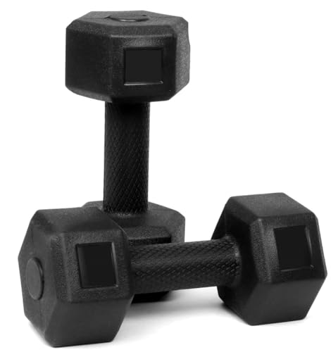 Fitbox Sports Exclusive Hex Pvc Dumbbells (2Kg – 10Kg) Pack Of Dumbbells Set For Home Gym, Black