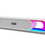 Amazon Basics Sb18R 18W Bluetooth Soundbar With 2000 Mah Battery | 2X Bass | Up To 8 Hrs Of Playback | Rgb Led Lights | Bluetooth 5.3, Aux & Usb Connectivity (White)