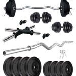 Kore Pvc 20 Kg Home Gym Set With One 3 Ft Curl Rod And One Pair Dumbbell Rods, Multicolour