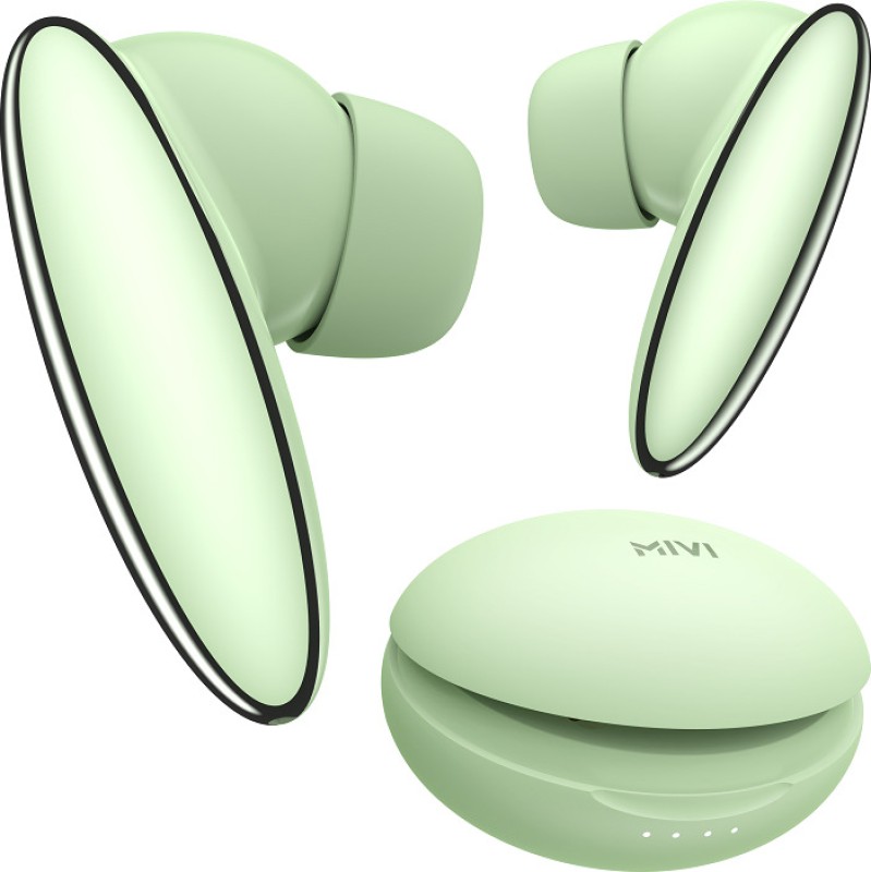 Mivi Duopods K6 Tws,Rich Bass,50H Playtime,Ai Enc,Low Latency,Type C,5.3 Bluetooth(Green, True Wireless)