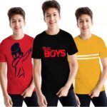 Ftc Fashions Boys Printed Cotton Blend Regular T Shirt(Multicolor, Pack Of 3)