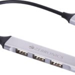 Zebronics Zeb-200Hb Zeb 200Hb Usb 3, 4 Port Hub With Hispeed Data Transfer,15Cm Cable Plugplay Usage Usb Hub(Silver)