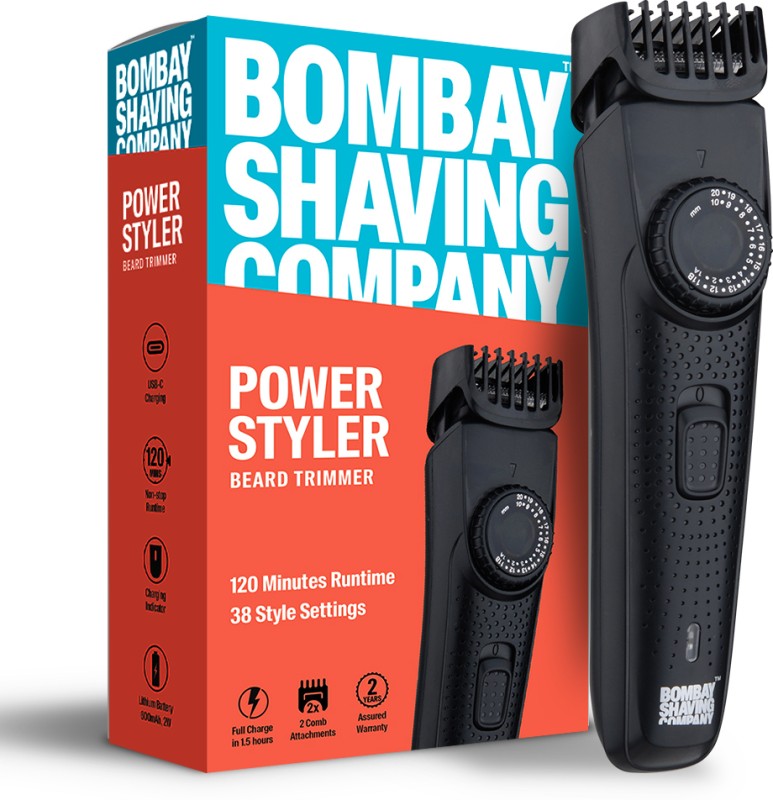 Bombay Shaving Company Flash Charging Men Beard Trimmer 120 Min Runtime 38 Length Settings(Black)