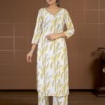 Santopera Designer Women Printed Anarkali Kurta(White)