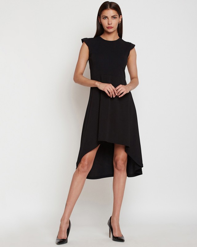 Addyvero Women High Low Black Dress