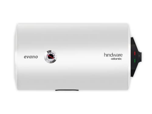 Hindware Smart Appliances Atlantic Evano 50L Horizontal Storage Heater (Geyser) White With Glass Line Tank, Wall Mounting