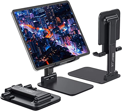 Striff Phone Stand Mobile Stand Foldable Tablet Mobile Tabletop Stand Holder – Angle-Height Adjustable Desk Cell Phone Holder Anti-Slip Compatible With Smartphones/Ipad Mini/Game/Kindle/Tablet(4-10″)