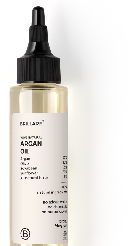 Brillare Argan Hair Oil, With Olive Oil & Sunflower Oil, Dry & Frizzy Hair, 100% Natural Hair Oil(100 Ml)