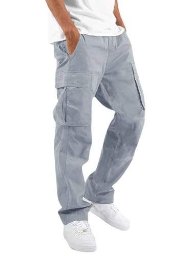 Lymio Men Cargo || Men Cargo Pants || Men Cargo Pants Cotton || Cargos For Men (Cargo-01-04) (M, Light Grey)