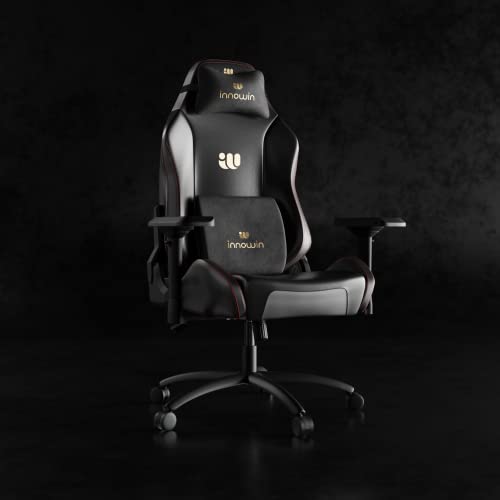 Innowin Blaze Ultimate Ergonomic Multi-Functional Gaming Chair With 4D Adjustable Arms And 180° Tilt Butterfly Mechanism With Pu Leather Headrest & Lumbar Support (Black And Gold)