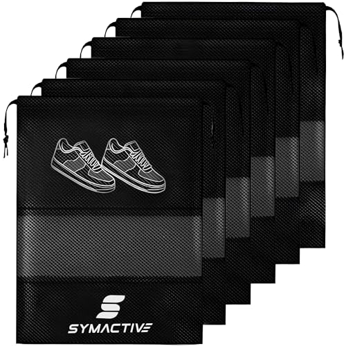 Amazon Brand – Symactive Shoe Bag For Travel/Storage | Organizer Shoe Bags For Women & Men Travel Accessories – Pack Of 6 Shoe Pouch