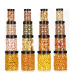 Nariya Plastic Pet Storage Jar And Container, Set Of 16 Bpa Free Food Grade Canisters Air Tight Jars For Kitchen | Plastic Grocery Container | Plastic Kitchen Container (250Ml,350 Ml, 650 Ml, 1200 Ml)