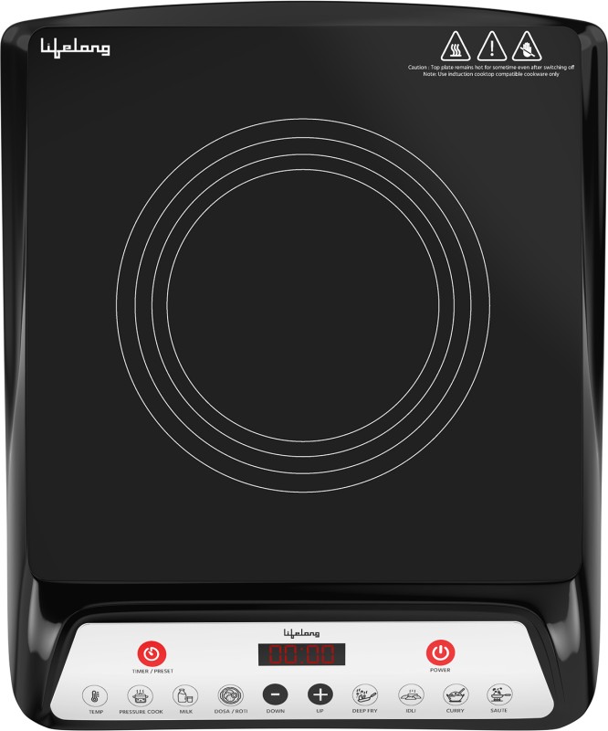 Lifelong 1800 W Induction Cooktop Push Button(Black, 1800W Induction Cooktop)