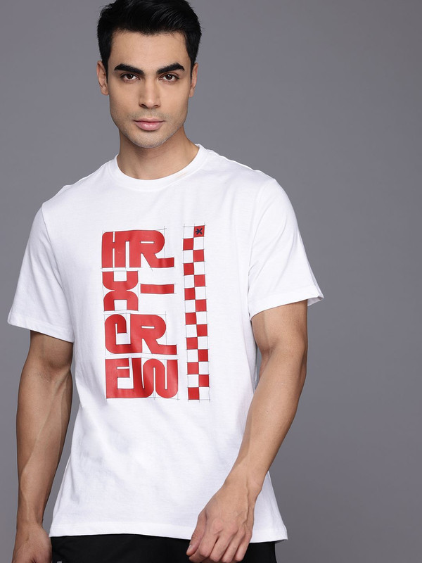 Hrx By Hrithik Roshan Printed Men Round Neck White T-Shirt