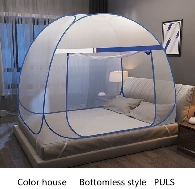 Sks Enterprises Polyester Adults Washable Double Bed, Queen Size Bed, King |Polyester, Foldable Mosquito Net(High Durability Free Saviours| Mosquito Net For Kids (Blue Tent)(Size 6Ft×6.5Ft), Tent)