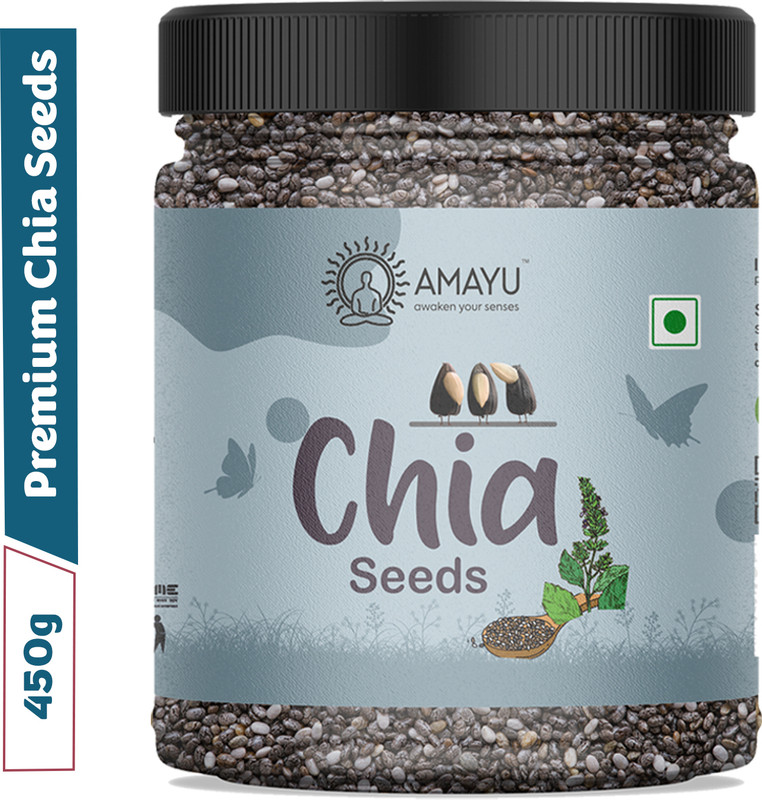 Amayu Raw Organic Chia Seeds For Weight Loss & Eating | Omega 3, Rich In Calcium Chia Seeds(450 G)
