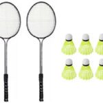 Monika Sports 2 Double Shaft Racquet With 6 Pc Nylon Shuttle Badminton Kit