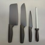 Unikart 4 Pc Stainless Steel Knife Set With Sharpener Ideal For Vegetable,Meat Cleaver Butcher Chef Chopper For Kitchen