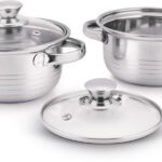 Classic Essentials Stainless Steel Marvel Casserole With Glass Lid Pack Of 2 Cook And Serve Casserole Set(1050 Ml)