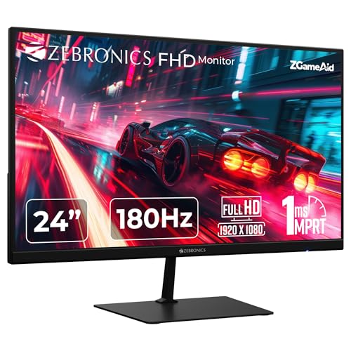 Zebronics N24A 24″(60.4 Cm) Gaming Monitor, Fhd 1920X1080, Ips-Antiglare Display, 280Nits, 180Hz, 1Ms Mprt, Hdr10, 99% Srgb, Adaptive Sync, 1 X Dp | 1 X Hdmi | 1 X 3.5Mm