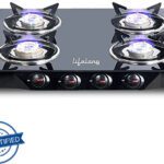 Lifelong Isi Certified Glass Manual Gas Stove(4 Burners)