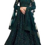 Miara Self Design Semi Stitched Lehenga Choli(Dark Green)