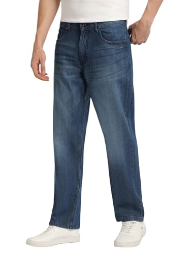 London Hills Men Regular Fit Blue Baggy Mid Rise Jeans, 32