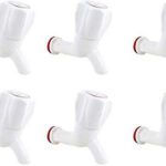 Unique Creation White Pvc Plastic Bibcock/Water Tap For Kitchen, Bathroom Wash Basins – Set Of 6 (1/2″, 15 Mm) White Pvc Plastic Bibcock/Water Tap For Kitchen, Bathroom Wash Basins – Set Of 6 Bib Tap Faucet(Wall Mount Installation Type)