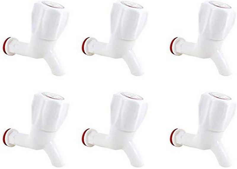 Unique Creation White Pvc Plastic Bibcock/Water Tap For Kitchen, Bathroom Wash Basins – Set Of 6 (1/2″, 15 Mm) White Pvc Plastic Bibcock/Water Tap For Kitchen, Bathroom Wash Basins – Set Of 6 Bib Tap Faucet(Wall Mount Installation Type)