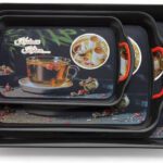 Jiyansh Serving Tray Set Of 3,Trays For Kitchen Snacks,Tea Tray (Black Or White) Tray(Pack Of 3)