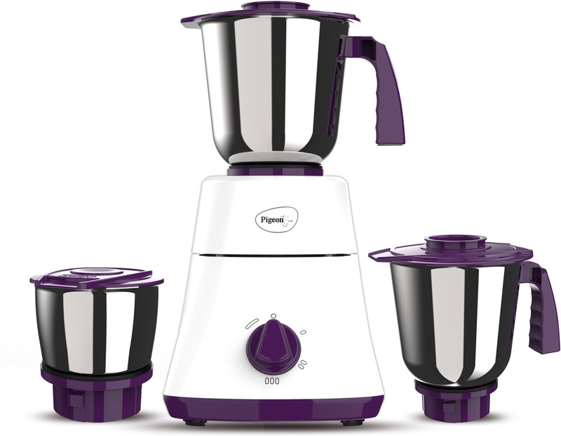 Pigeon Favourite 3 Jar 500 Watts Mixer 500 W Juicer Mixer Grinder(16086 | 3 Jars | White, Purple)