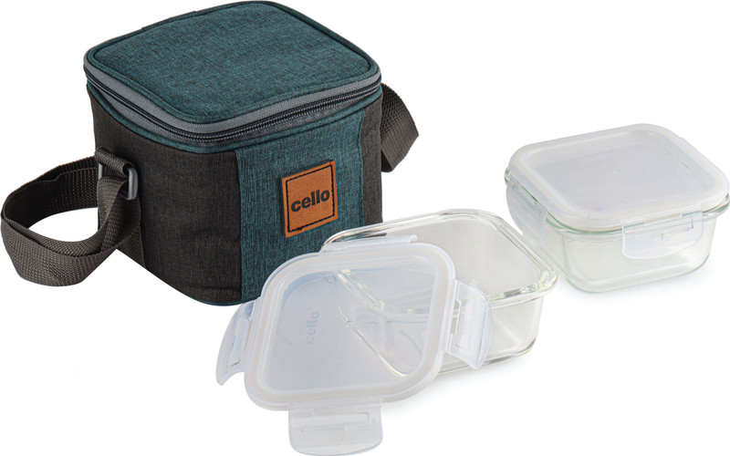 Cello Elite Square Lunch Box 2 Pcs Set 2 Containers Lunch Box(320 Ml)