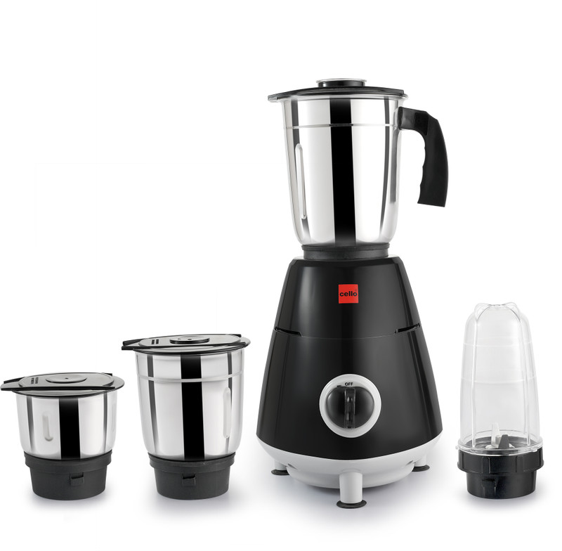 Cello Trion 550 W Mixer Grinder(Trion Alpha, Unbreakable Jars, Copper Motor | 4 Jars | Black)