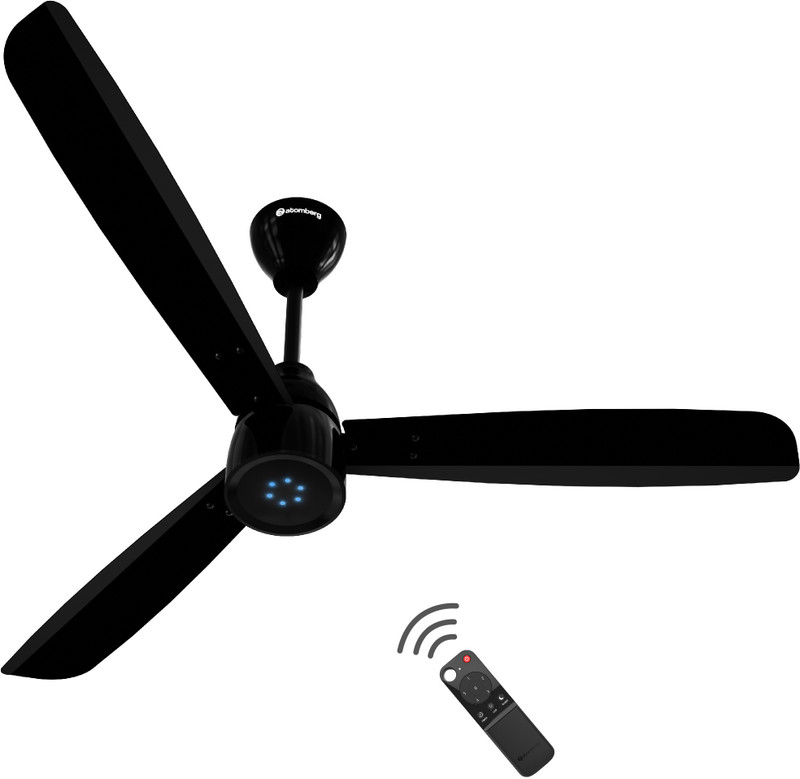 Atomberg Renesa Prime Remote 5 Star 1200 Mm 3 Blade Ceiling Fan(Bldc Motor With Remote | Gloss Black | Pack Of 1)
