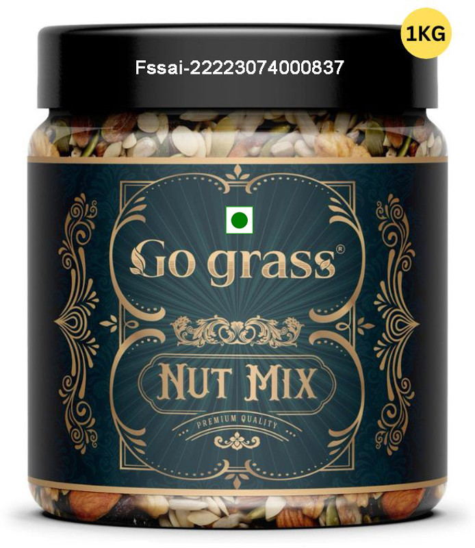 Go Grass International Healthy Nutmix | 10+ Mix Dry Fruits | Ready To Eat | Assorted Nuts(1 Kg)