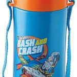 Cello Puro Junior 600 Hot Wheel Print Water Bottle For Kids | Easy Carry Wrist Belt 470 Ml Bottle(Pack Of 1, Blue, Plastic)