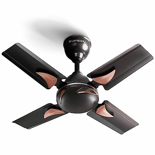 Longway Creta P1 600 Mm/24 Inch Ultra High Speed 4 Blade Anti-Dust Decorative Star Rated Ceiling Fan (Smoked Brown, Pack Of 1)