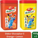 Dabur Glucoplus-C Instant Energy Glucose (Lemon + Orange Powder) Energy Drink(2X400 G, Lemon+Orange Flavored)